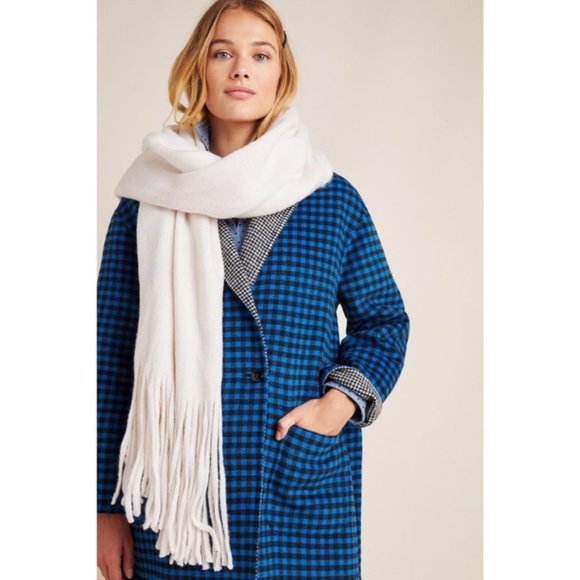 Anthropologie | Mimi Fringed Wrap Scarf Ivory White NWT - Picture 2 of 8